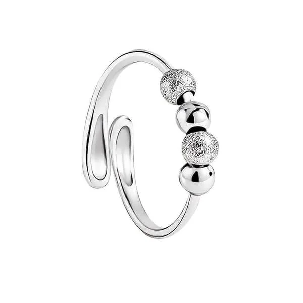 Ångestringar för kvinnor Sterling Silver Ringar Justerbara Stress Spinner Ringar med Pärlor Fidget Ringar för Ångest Kvinnor