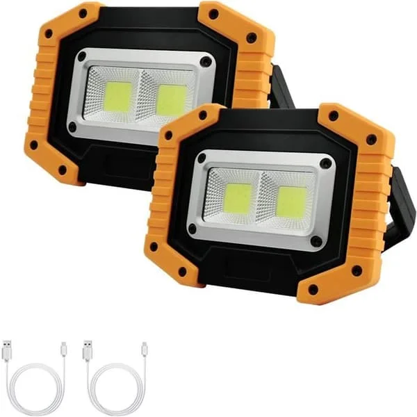 Arbeidslys - Oppladbart 30W - 2000 lm - IP65 vanntett - 180° justerbart stativ