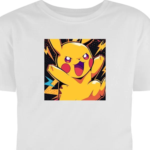 Barn-T-shirt | Bekväm T-shirt för Barn Vit 3-4 År Gul tecknad figur med blixtar och energifylld actiondesign i starka färger