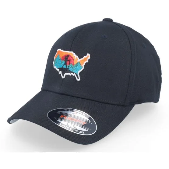 Wild Spirit - Schwarz flexfit Cap - America Wanderlust Black Stretch Fit @ Hatstore