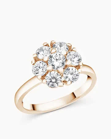 Halo Ring Flora 18K Rose Gold Natural Diamonds in a large halo Engagement Rings from Vanbruun