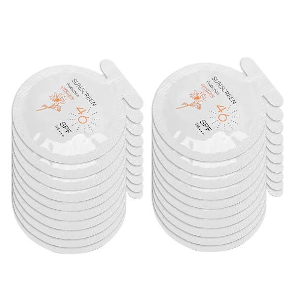 Resefuktande solskyddsmedel Vattentät Svettresistent Uppfriskande Solskydd SPF46+ 3ml x 20 påsar