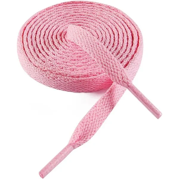 Flat Shoelaces for Sneakers, Single Layer 8mm Polyester Flat Color Shoelace, Light Pink, with a Length of 63 Inches / 160 cm._tfrf