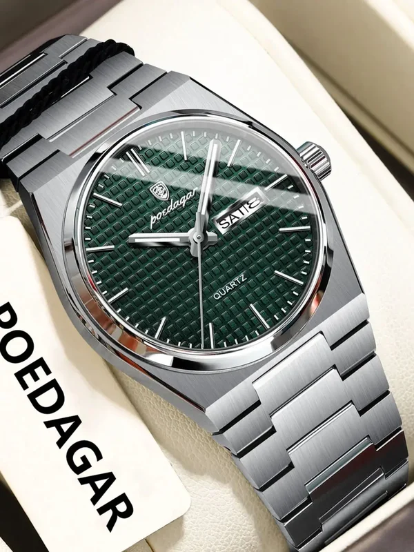 AliExpress - POEDAGAR luxe Original homme montre étanche en acier inoxydable lumineux montre pour homme Date semaine Quartz montres de mode pour 