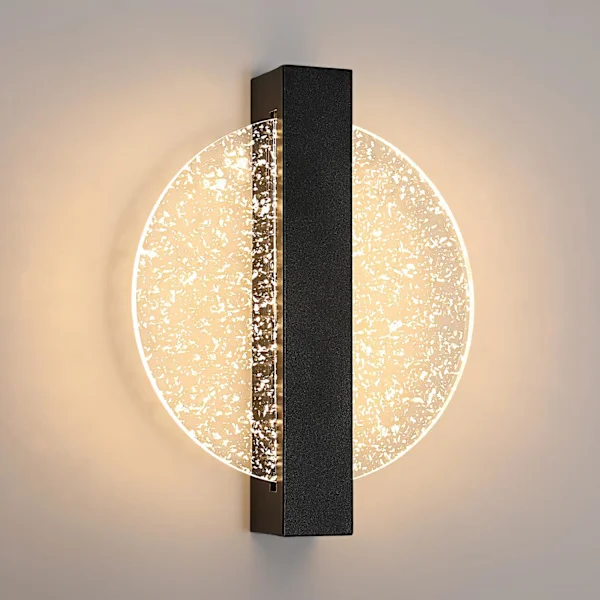 6W Dimbar LED Vägglampa, Modern Inomhus Aluminium Vägglampa, LED Vägglampa Sänglampa, Svart Rund Akryl Vägglampa, 3000K-6500K