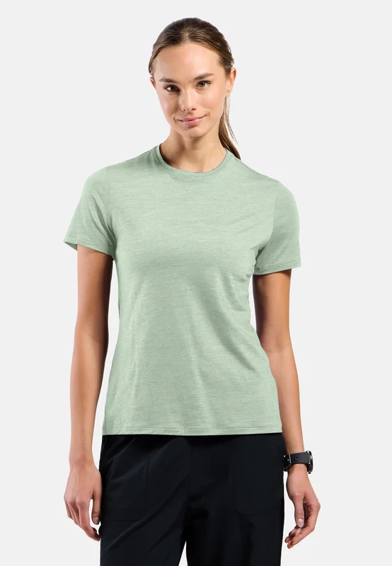 Odlo T-shirt Mérinos Tencel Plain pour femme, M, vert