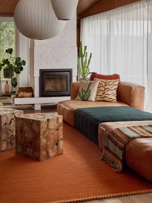 Large Visby Rug - Rust Red 250X350 Wool, Rustic Style