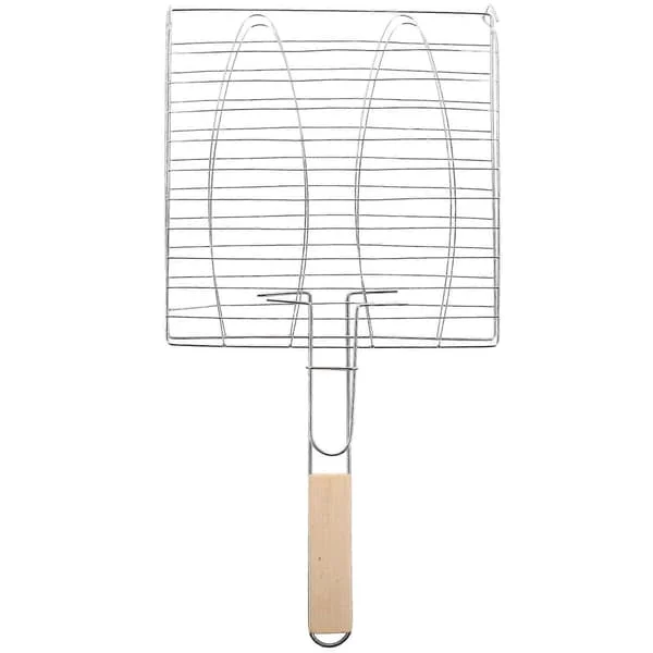 Grillkurv for camping, grillrist i netting, grillrist for grønnsaker, grillrist for kjøtt, grillrist med klips