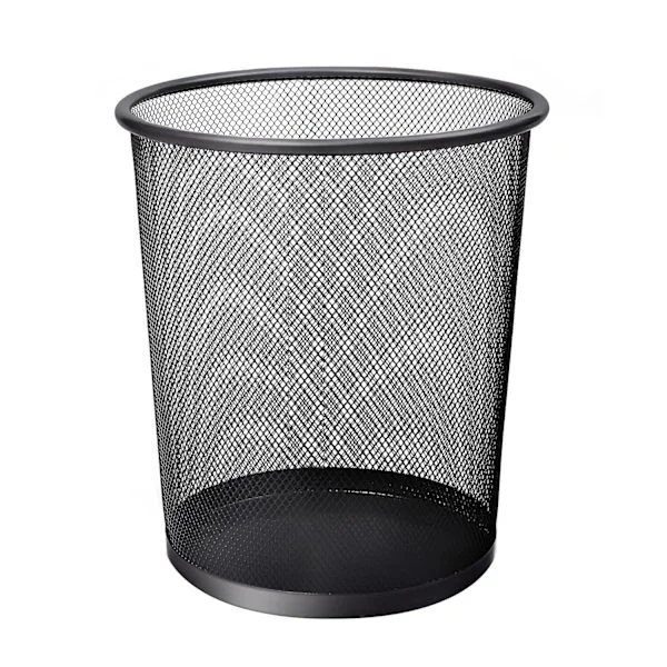 Round Waste Bin - Black Non-Slip Mesh Basket, Stylish & Robust Metal Waste Basket