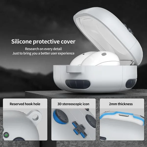 Kotelo Samsung Galaxy Buds Live -kuulokkeille retro-pelikonsolimuotoilulla – harmaa