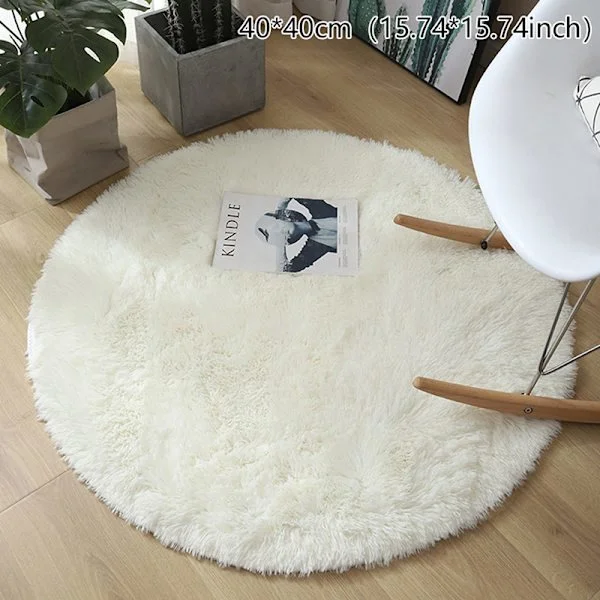 Pehmeä villamatto olohuoneen matot tekoturkismatto pyöreä lato valkoinen 40*40cm