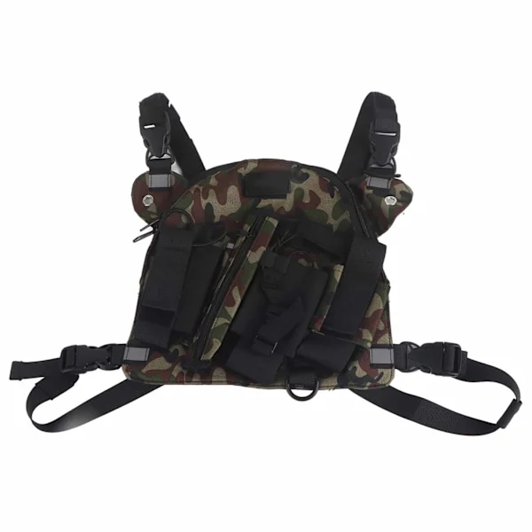 Radio Sele Bryst Frontpakke Pose Hylster Walkie Talkie Vest Rig Bæretaske Udendørs Lys Camouflage