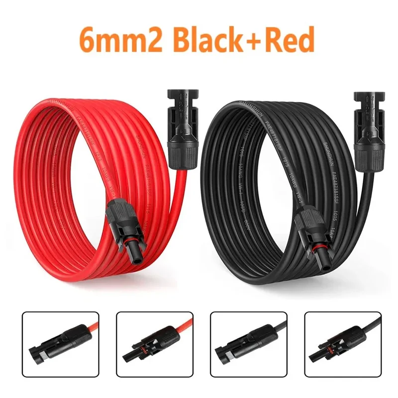 AliExpress - PowMr 30m/20m/15m/10m/5m Solarpanel-Kabel mit Stecker 10AWG 6mm2 PV-Kupferdraht Schwarz und Rot PV-Verlängerungskabel IP68 Wasserdicht