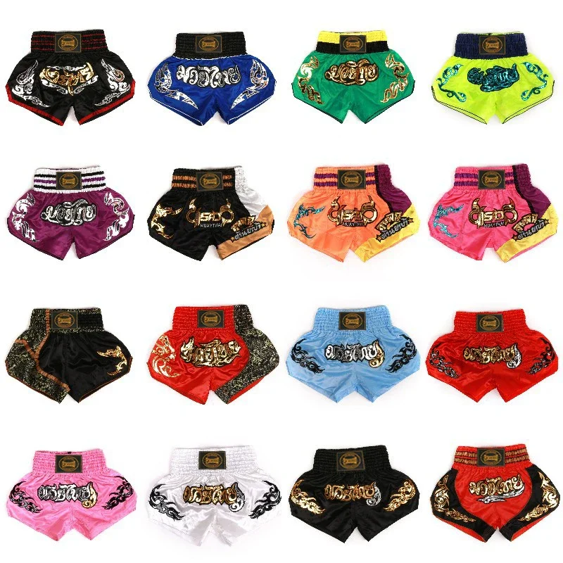 AliExpress - Muay Thai Shorts Shorts de boxe Hommes Femmes Enfants Broderie Arts martiaux MMA Vêtements Gym Cage Fight Grappling Kickboxing Pantalon