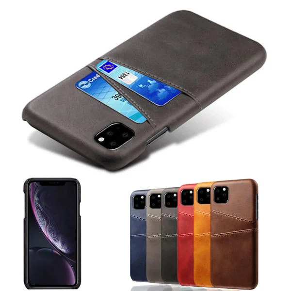 Kortholder iPhone 11 etui mobilcover udskæring til oplader hovedtelefoner - Grå iPhone 11