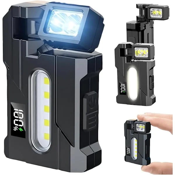 Uppladdningsbar EDC-ficklampa med roterbart huvud, 500 lumen ultraljus mini-ficklampa, bärbar ficklampa, nyckelringsficklampa.