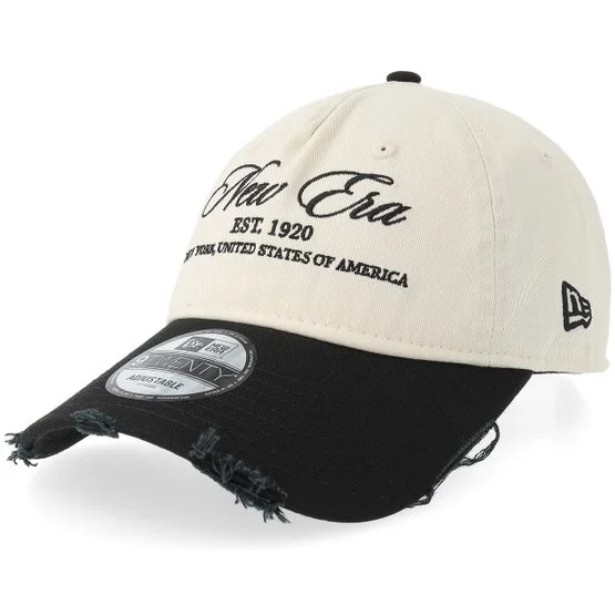 New Era - Beige unconstructed Caps - Wash Distress 9TWENTY A-frame Light Terracotta/Black Dad Cap @ Hatstore