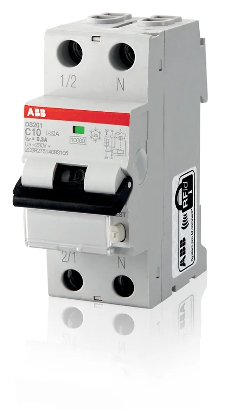 ABB 2CSR255180R1104 Personskyddsautomat 6kA, C-karakteristik, typ A DS201 C10 A30, Anslutningsdon & kablar