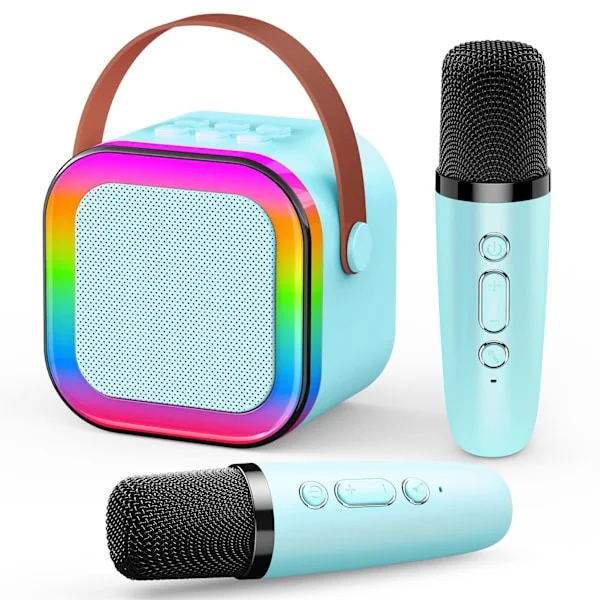 Mini Karaoke Machine for Kids Adults, Portable Bluetooth Speaker with 2 Wireless Microphones, Birthday Party Singing Toy Gift Pink[RM]