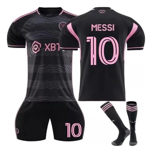 2324 Miami Pelipaita Nro 10 Messi Major League Soccer Pelipaita Koti Vieras Musta Pinkki Puku Sukilla