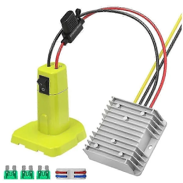 Nedtrappningsomvandlare för Ryobi 18V Batteri, DC Strömriktaradapter DC Spänningsregulator 12V 15A 180 Som Visas SZRH A-B