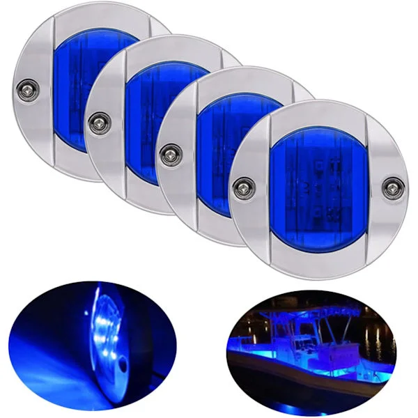 4-pack LED-båtljus 12V runda marina lampor LED akterspegelmonteringsljus för båtdäck