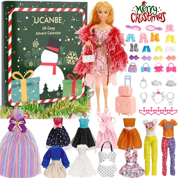Barbie Prinsessa Utklädnad Överraskningsbox Nedräkning Jul Överraskningsbox Adventskalender Prinsessa Utklädnad Flickor Tillbehör DIY Set Leksakspr