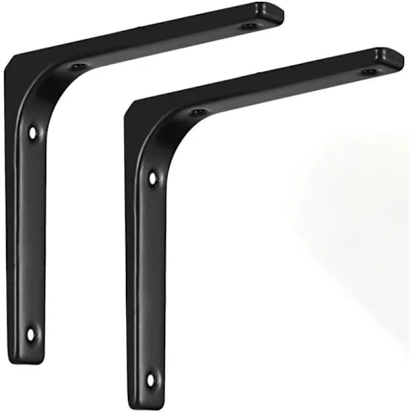 2 Pcs Shelf Brackets, Heavy Duty Wall Brackets, L-shaped Wall Mounted Shelf Brackets, 150x125mm, Shelf Brackets, Black Wall Shelf Support with Screws.