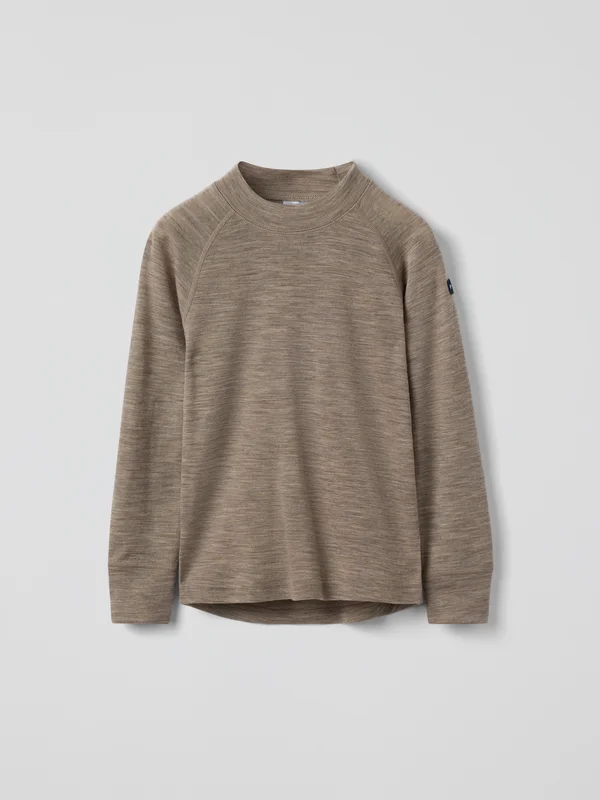 Polarn O. Pyret - Long-sleeve base layer top merino wool - brown - Size: 98 - 104 - Children's clothing 2-4 Years