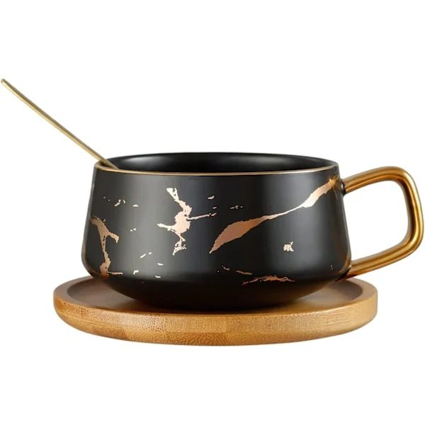 Marmor Keramisk Kaffekopp Sett Tekopp Med Skje Tre Fat Valentinsdag Morsdag Damer Herrer Mamma Venner Lærer Mormor