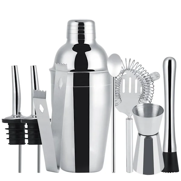 8-delar cocktailset , barset, shaker 550ml - Rostfritt stål Silver