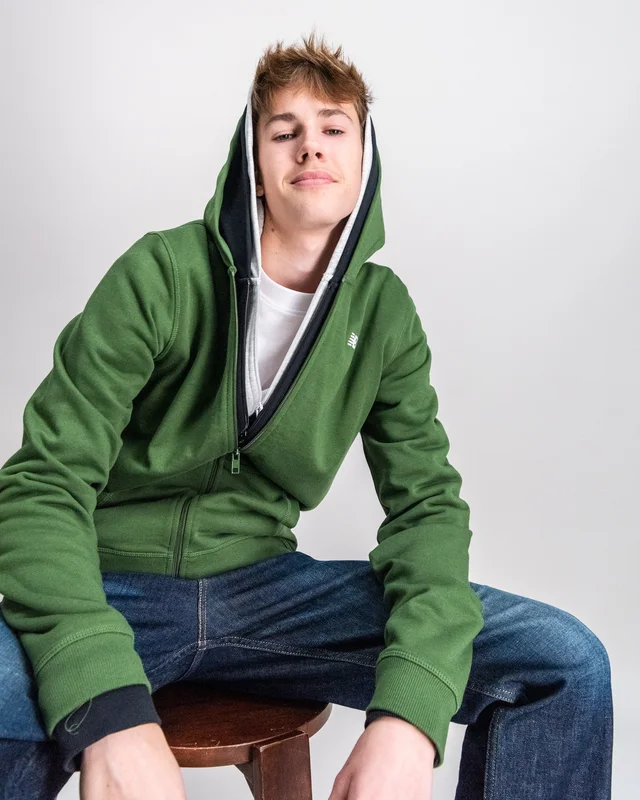New Balance New Balance French Terry Small Full Zip Hoodie Grøn Hoodies/Hættetrøjer Dreng - Kids Brand Store