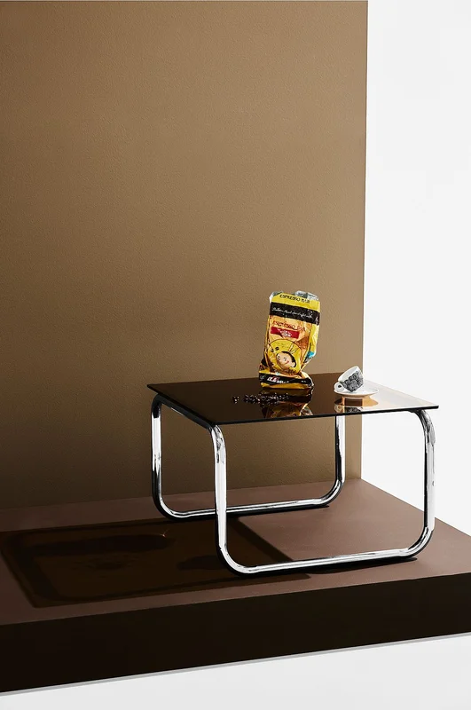 Pastill - Lulu sofabord i glass og krom 60x60 cm - Brun - Sofabord - Fra Homeroom