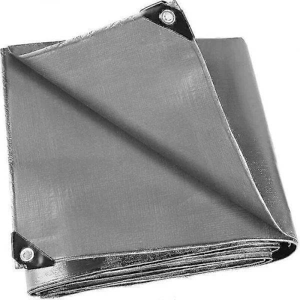 Beskyttende presenning, 2x2 M polyetylenpresenning, grå med maljer, vanntett og værbestandig beskyttende presenning for hagemøbler, tre, Sv