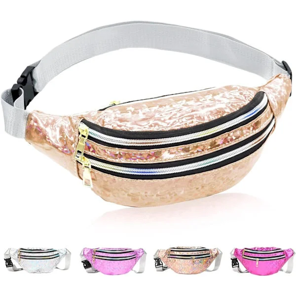 Holografinen Bumbag Muoti PU-nahkainen vyölaukku Vedenpitävä Neon Fanny Pack matkustamiseen, juoksuun, patikointiin