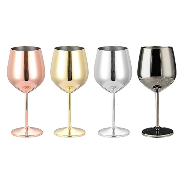 500ml Large Stainless Steel Wine Glass, Unbreakable Metal, Drinking Glass, Goblet Rose Gold