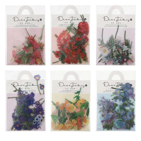 [RM]6 Packs Vintage Plant Scrapbook Stickers Chic Decorative Stickers for Scrapbook