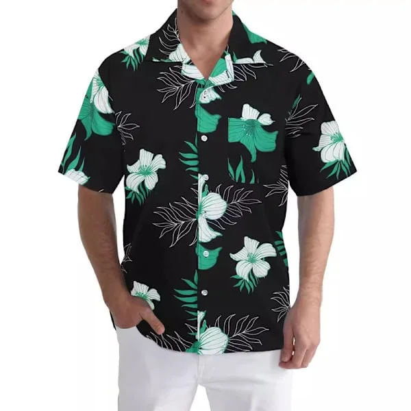 Hawaiiskjorter til mænd kortærmede knap-ned afslappede skjorter trykte strandskjorter farve 4