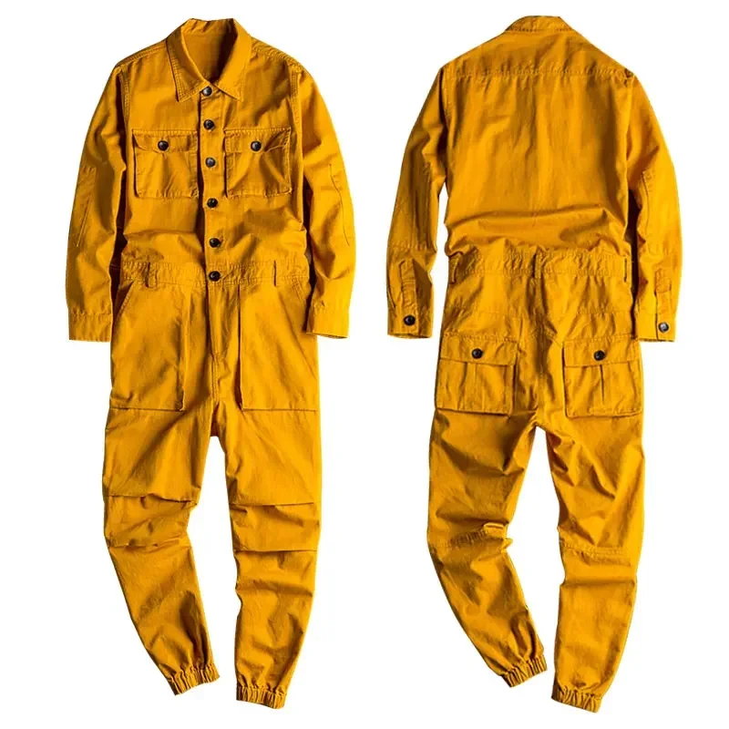 AliExpress - Spring Overalls Herren Overall lose Langarm Baumwolle Cargo hose schwarz gelb Workwear Hose Arbeits kleidung Stram pler