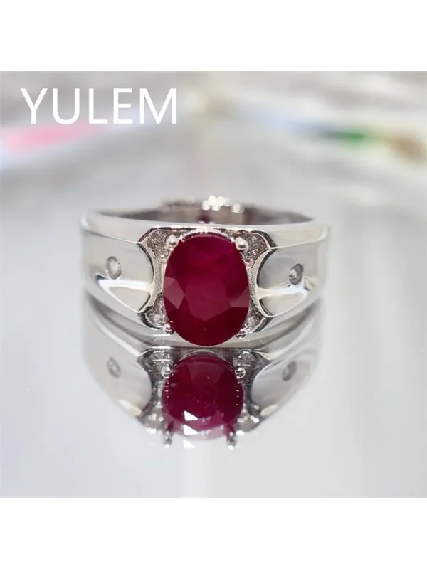 AliExpress - Natürlicher Rubin, 7 x 9 mm, Ring aus 925er Silber, Taubenblut-Rubin-Ring für Herren im Alltag