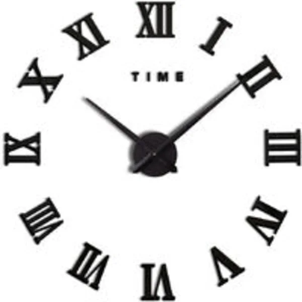 IC Moderne DIY Stor vægur med romerske tal Big Watch 3D Klistermærker Ur Klokker Hjem (batteri medfølger ikke) Sort 70-120cm