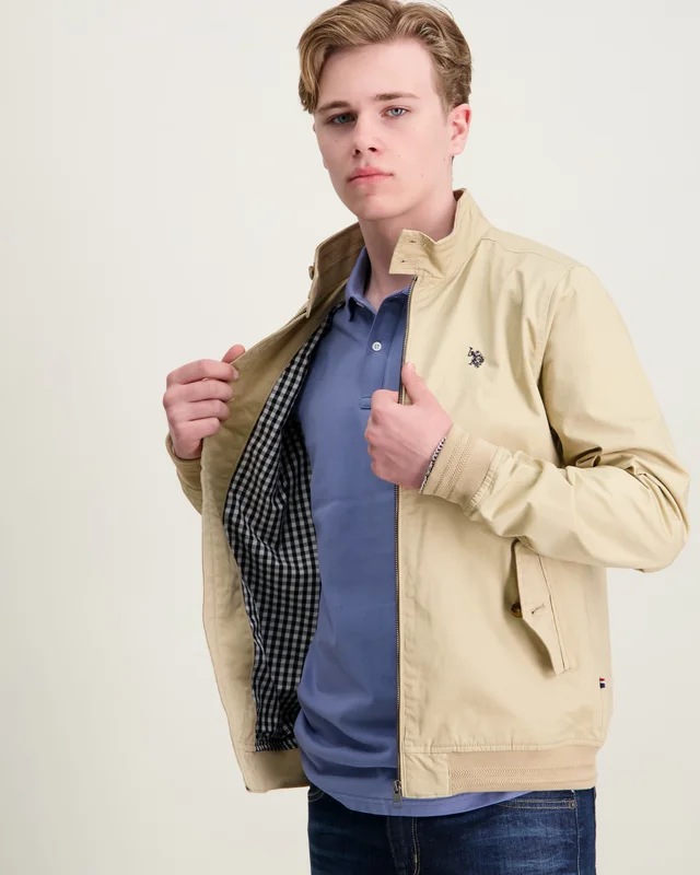 U.S. Polo Assn. Cotton Twill Harrington Jacket Beige Vestes Garçon - Kids Brand Store