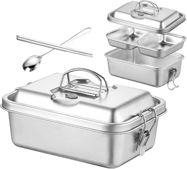 Leak-Proof Stainless Steel Bento Lunch Box with Safety Lock, Easy to Clean & Dishwasher Safe