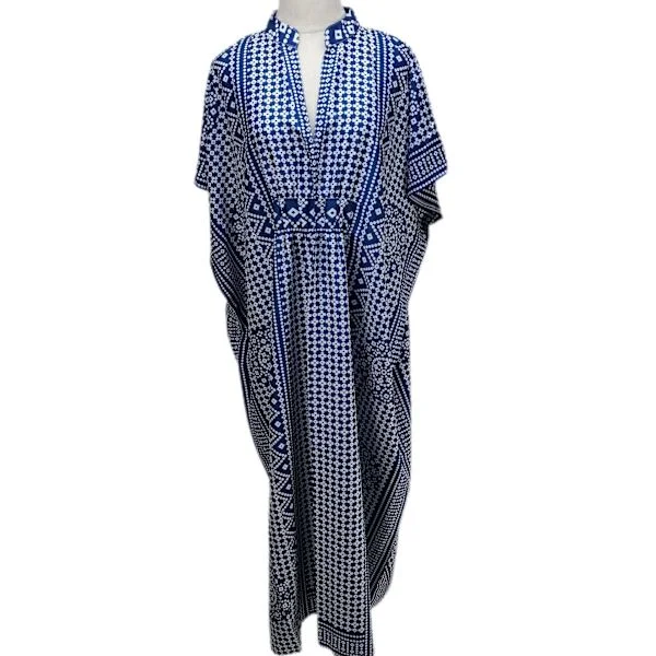 Kaftaner Loungewear för Kvinnor Strand Chiffong Överdrag 3/4 Ärm V-ringad Broderad Lös Sidoslits