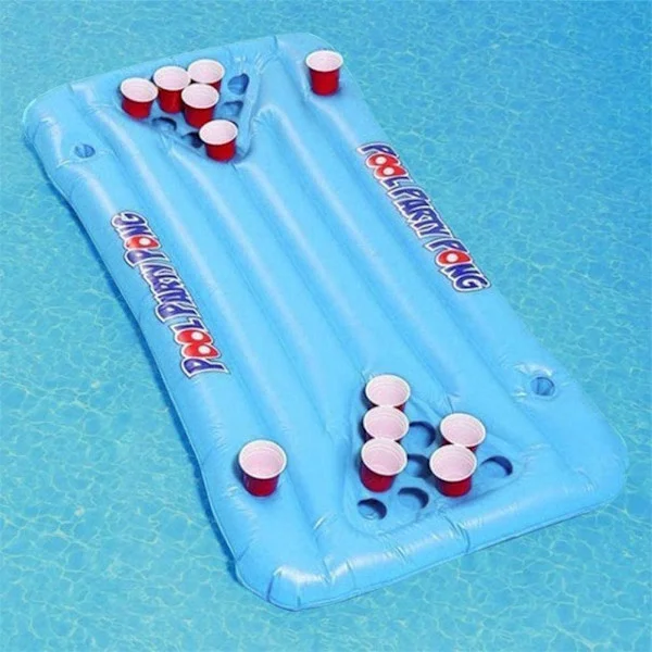 Uppblåsbar Poolparty Flytande Flotte Multifunktionell Beer Pong Luftmadrass Uppblåsbar Beer Pong Bord för Strand Pool Camping