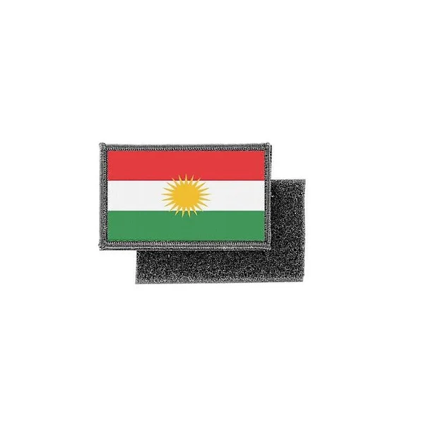 Märke tryckt kurdisk Kurdistan flagga emblem