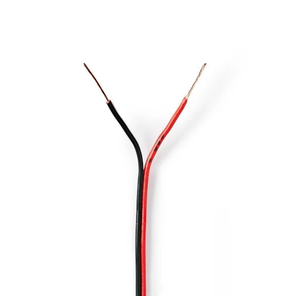 Højtaler Kabel | 2x 0.35 mm² | CCA | 100.0 m | Runde | PVC | Rød / Sort | Folie