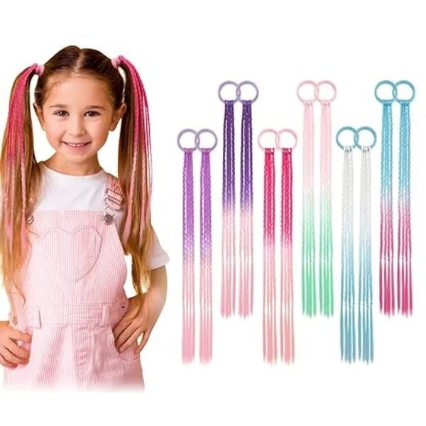 Colored Hair Extensions for Kids, Braided Ponytail Extension