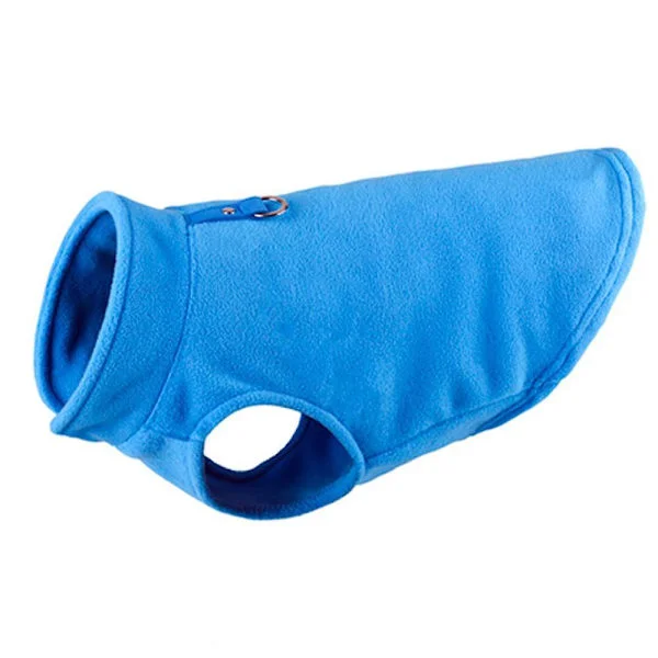 Varm Fleece Tröja Hundjacka med O-ring Koppelfäste - Vinter Liten Hund Tröja Kappa - Hundkläder för Kallt Väder