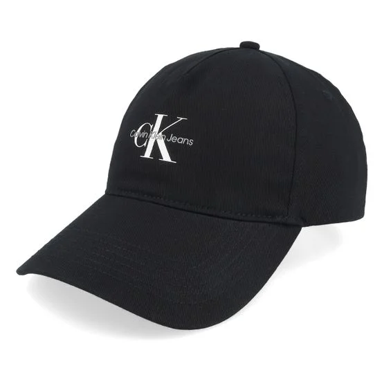 Calvin Klein - Black unconstructed Czapka Z Daszkiem - Monologo Printed Baseball Cap Black Dad Cap @ Hatstore